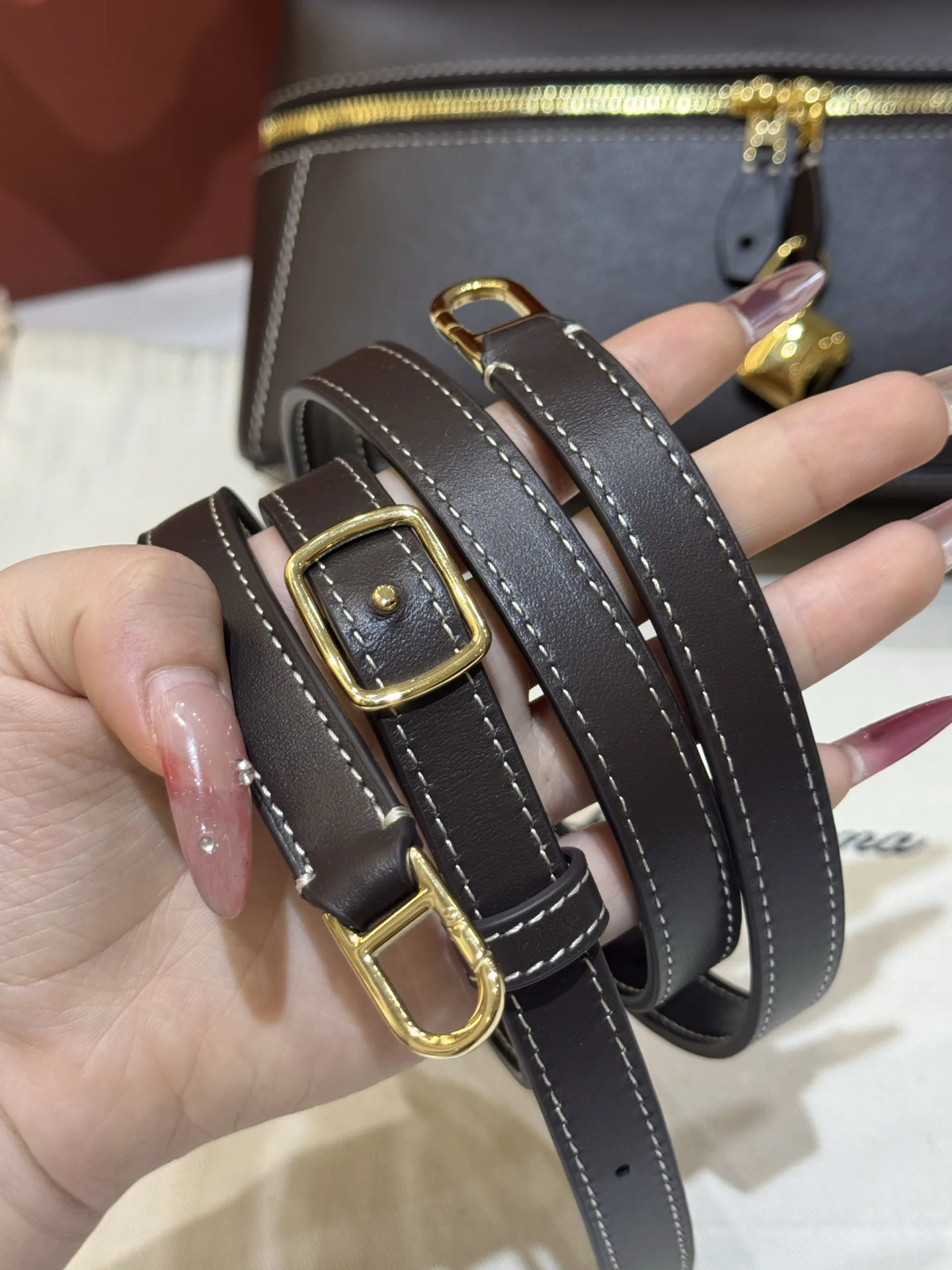 LORO PIANA Shoulder Bags Saddle Leather (Brown-Gold) 23X12XCM F50202608100458 - Image 9