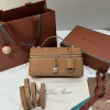 LORO PIANA Shoulder Bags Saddle Leather (Brown-Silver) 23X12CM F50202608100462