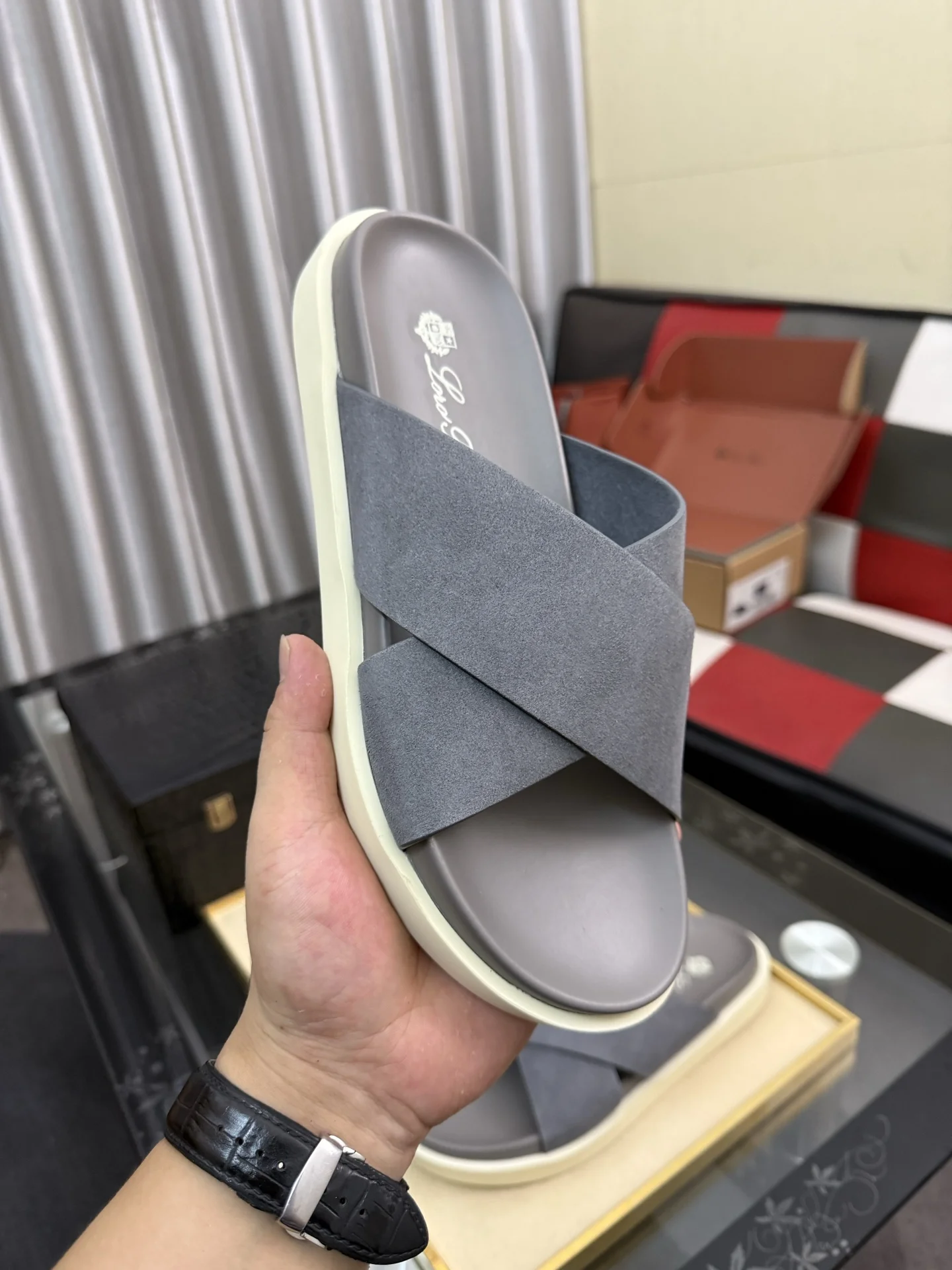 LORO PIANA Slides Leather EU38-44 A60202608032037 - Image 4