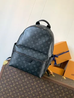 LV Backpacks Bags Coated Canvas (Black-Grey) 29X38X20CM E50202608071647