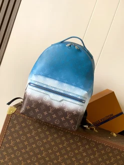 LV Backpacks Bags Coated Canvas (Blue-Brown) 29X38X20 CM E80202608071098