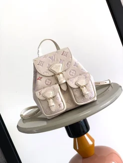 LV Backpacks Bags Empreinte Leather (Beige-Lavender) 20X22X14CM H50202608071794