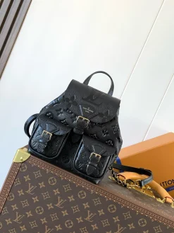 LV Backpacks Bags Empreinte Leather (Black-Gold) 22X14X20 CM F20202608072079