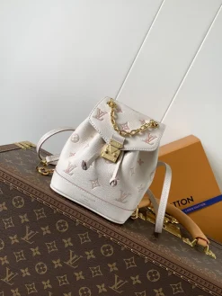 LV Backpacks Bags Grained Leather (Off-White-Pink) 15X10X19CM F00202608071601