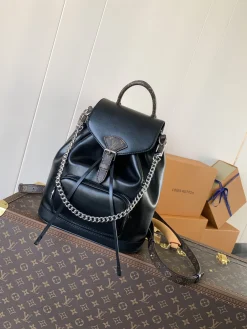 LV Backpacks Bags Lamb Leather (Black-Brown) 28X30X18 CM F50202608071272