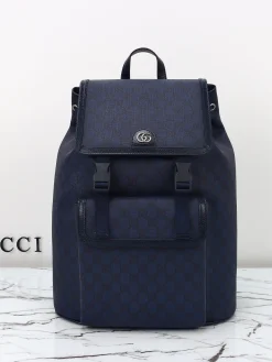 GUCCI Backpacks Bags Leather (Blue-Black) 34x44x21 cm D90202608060030