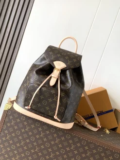 LV Backpacks Bags Monogram Canvas (Brown-Beige) 35X38X21CM F00202608070146