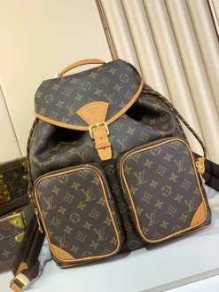 LV Backpacks Bags Monogram Canvas (Brown-Tan) 34X40X17CM F80202608071172