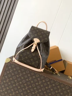 LV Backpacks Bags Monogram Coated Canvas (Brown-Beige) 28X30X18CM E50202608070145