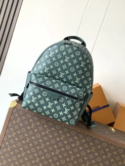 LV Backpacks Bags Monogram Embossed Calfskin (Dark Green-Light Green) 29X38X20CM G50202608072549