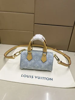 LV Bags Denim Leather (Light Blue-Tan) One Size D30202608070741