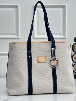 LV Beach Bags Waterproof Cotton (Cream-Navy-Tan) 3X36X45CM E50202608070620
