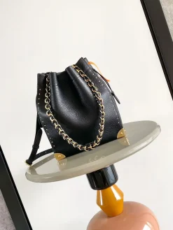 LV Bucket Bags Calf Leather (Black-Gold) 23X27X8 CM G00202608071469