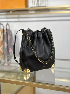 Alternative view of LV Bucket Bags Canvas Leather (Black-Gold) 27X23X8CM A000202608070540