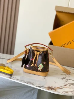 LV Bucket Bags Canvas Leather (Dark Brown-Tan) 13X16X10CM F70202608072435