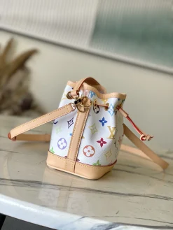 Alternative view of LV Bucket Bags Canvas Leather (White-Tan) 13X16X10CM E20202608072473