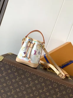 LV Bucket Bags Coated Canvas (White-Natural) 13X16X10CM D80202608070489