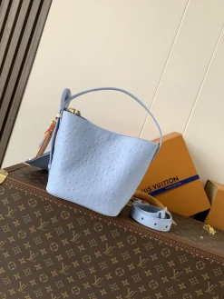 LV Bucket Bags Embossed Grained Calfskin (Light Blue-Gold) 18X12X16CM E80202608070045