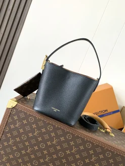 LV Bucket Bags Grained Calf Leather (Black-Tan) 18X12X16CM E00202608070939