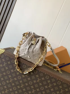 LV Bucket Bags Lambskin Leather (Grey-Gold) 20X10X20CM E80202608071676