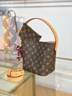 Alternative view of LV Bucket Bags Leather (Brown-Pink) 18X16X12CM F80202608072692