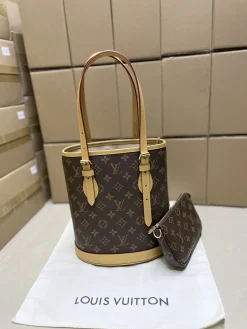 LV Bucket Bags Leather (Brown-Tan) One Size E20202608072789