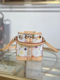 LV Bucket Bags Leather (White-Tan) 16X13X10CM G80202608072318
