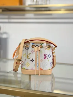Alternative view of LV Bucket Bags Leather (White-Tan) 16X13X10CM G80202608072318