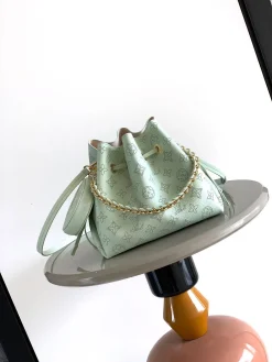 LV Bucket Bags Perforated Calfskin (Mint Green-Gold) 19X22X14CM H00202608072248