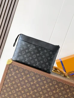 Alternative view of LV Clutches Bags Monogram Shadow Leather (Black-Grey) 32X21X8CM C70202608070157