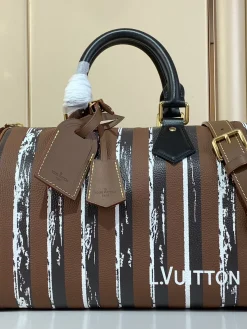 LV Crossbody Bags Calf Leather (Brown-White-Black) 30X17X21 CM A080202608070362