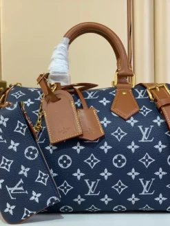 LV Crossbody Bags Calf Leather (Dark Blue-Brown) 30X17X21CM I00202608070365