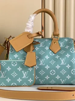 LV Crossbody Bags Calf Leather (Light Blue-Tan) 25X15X15CM H50202608070343