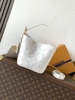 LV Crossbody Bags Calf Leather (White-Light Blue) 16X18X12CM E80202608070267