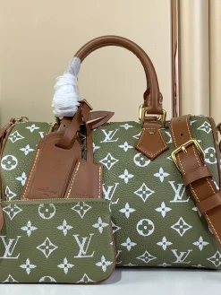 LV Crossbody Bags Calfskin Leather (Green-Brown) 25X15X15CM H50202608070331