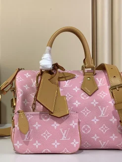 LV Crossbody Bags Calfskin Leather (Pink-Tan) 25X15X15CM H50202608070333
