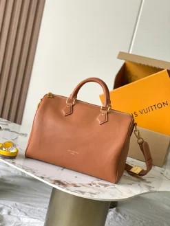 LV Crossbody Bags Canvas Leather (Brown-Gold) 30X21X17CM A000202608070918