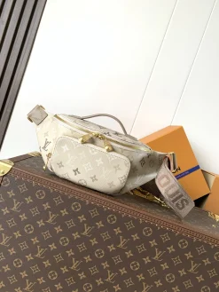 LV Crossbody Bags Coated Canvas (Beige-Gold) 30X15X8CM E00202608070894