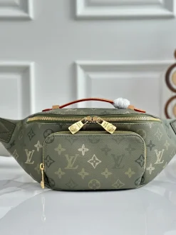 LV Crossbody Bags Coated Canvas (Olive Green-Gold) 15X8X30CM D90202608070454