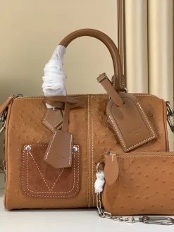 LV Crossbody Bags Cowhide Leather (Brown) 25X15X15CM H80202608070565