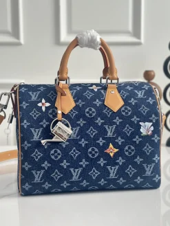 LV Crossbody Bags Denim (Blue-Brown) 34X19X22CM F20202608070628