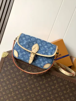 LV Crossbody Bags Denim Leather (Blue-Beige) 24X15X9CM E00202608070933