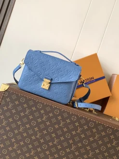 LV Crossbody Bags Empreinte Leather (Blue-Gold) 25X19X7CM F50202608070924