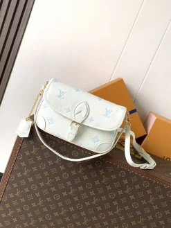 LV Crossbody Bags Empreinte Leather (White-Light Blue) 24X15X9CM E80202608071598