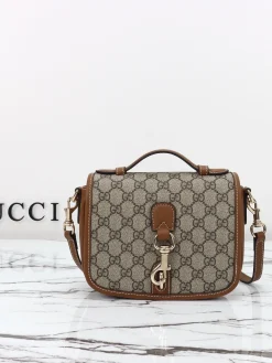 GUCCI Crossbody Bags Leather (Brown-Beige) 20X14X8CM E30202608060212