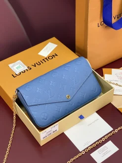 LV Crossbody Bags Monogram Empreinte Leather (Blue-Gold) 21X12X3 CM D80202608071580