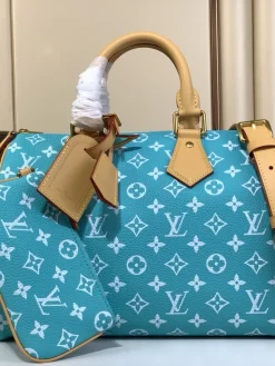 LV Crossbody Bags Monogram Leather (Turquoise-Tan) 30X17X21CM I00202608070379