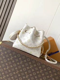 LV Crossbody Bags Perforated Calf Leather (White-Gold) 22X14X19CM F00202608071510