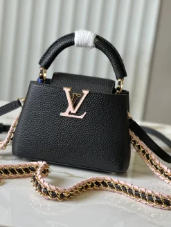 LV Crossbody Bags Taurillon Leather (Black-Pink) 21X14X8CM A050202608070221