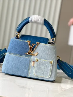 LV Crossbody Bags Taurillon Leather (Blue-Gold) 21X14X8CM A050202608070607